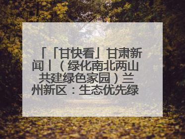 「甘快看」甘肃新闻丨（绿化南北两山 共建绿色家园）兰州新区：生态优先绿色发展 打造生态环保示范区
