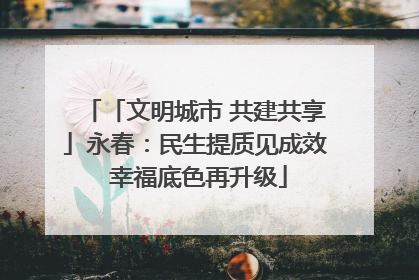 「文明城市 共建共享」永春：民生提质见成效 幸福底色再升级