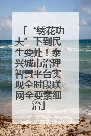 “绣花功夫”下到民生要处！泰兴城市治理智慧平台实现全时段联网全要素细治
