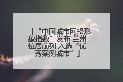 “中国城市网络形象指数”发布 兰州位居前列 入选“优秀案例城市”