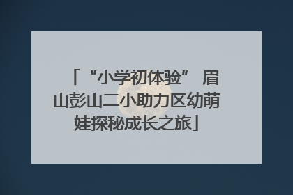 “小学初体验” 眉山彭山二小助力区幼萌娃探秘成长之旅