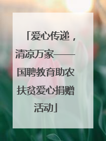 爱心传递，清凉万家——国聘教育助农扶贫爱心捐赠活动