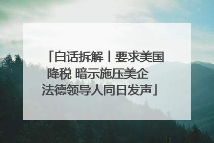 白话拆解丨要求美国降税 暗示施压美企 法德领导人同日发声