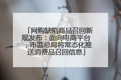网购缺陷商品召回新规发布：面向电商平台，市监总局将常态化推送消费品召回信息