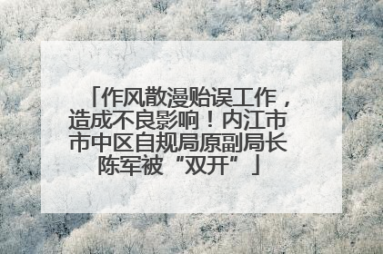 作风散漫贻误工作，造成不良影响！内江市市中区自规局原副局长陈军被“双开”