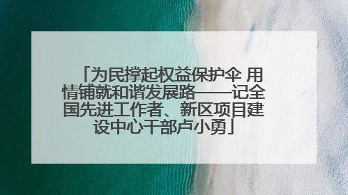 为民撑起权益保护伞 用情铺就和谐发展路——记全国先进工作者、新区项目建设中心干部卢小勇
