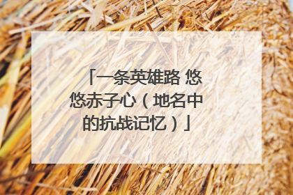 一条英雄路 悠悠赤子心（地名中的抗战记忆）