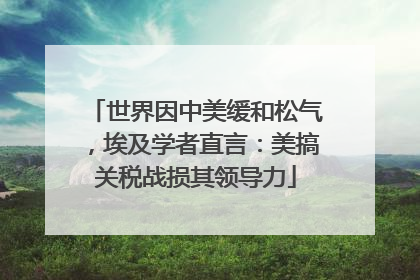 世界因中美缓和松气，埃及学者直言：美搞关税战损其领导力