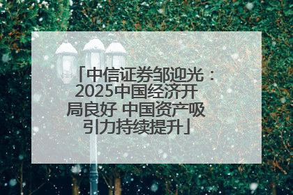 中信证券邹迎光：2025中国经济开局良好 中国资产吸引力持续提升