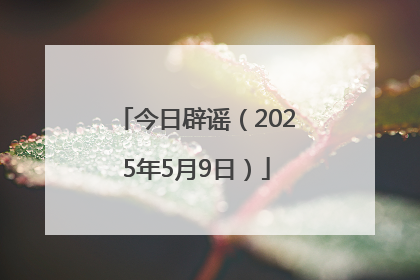 今日辟谣（2025年5月9日）