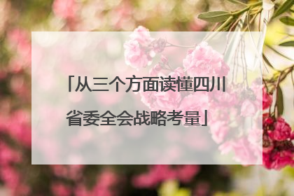 从三个方面读懂四川省委全会战略考量
