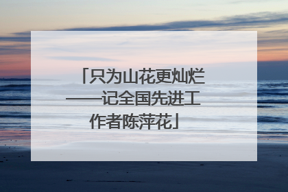 只为山花更灿烂——记全国先进工作者陈萍花
