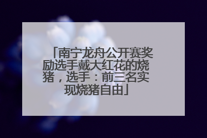 南宁龙舟公开赛奖励选手戴大红花的烧猪，选手：前三名实现烧猪自由