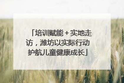培训赋能＋实地走访，潍坊以实际行动护航儿童健康成长