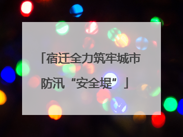 宿迁全力筑牢城市防汛“安全堤”