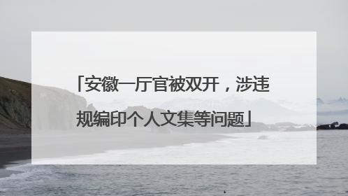 安徽一厅官被双开，涉违规编印个人文集等问题