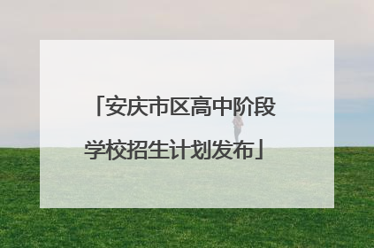 安庆市区高中阶段学校招生计划发布