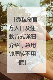 微粒贷官方入口及还款方式详细介绍，急用钱周转不用慌
