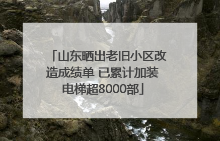山东晒出老旧小区改造成绩单 已累计加装电梯超8000部