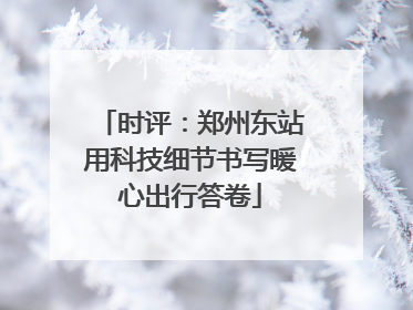 时评：郑州东站用科技细节书写暖心出行答卷