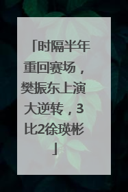 时隔半年重回赛场，樊振东上演大逆转，3比2徐瑛彬