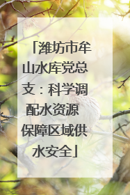 潍坊市牟山水库党总支：科学调配水资源 保障区域供水安全