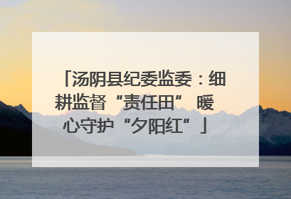 汤阴县纪委监委：细耕监督“责任田” 暖心守护“夕阳红”