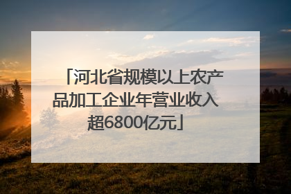河北省规模以上农产品加工企业年营业收入超6800亿元