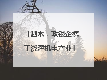 泗水：政银企携手浇灌机电产业