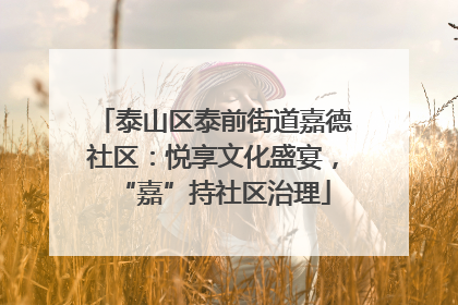 泰山区泰前街道嘉德社区：悦享文化盛宴，“嘉”持社区治理