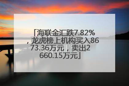 海联金汇跌7.82%，龙虎榜上机构买入8673.36万元，卖出2660.15万元