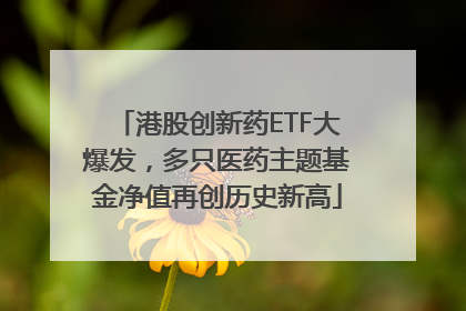 港股创新药ETF大爆发，多只医药主题基金净值再创历史新高