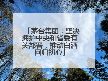 茅台集团：坚决拥护中央和省委有关部署，推动白酒回归初心