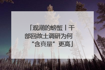 观潮的螃蟹丨干部回故土调研为何“含真量”更高