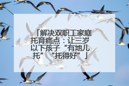 解决双职工家庭托育痛点：让三岁以下孩子“有地儿托”“托得好”