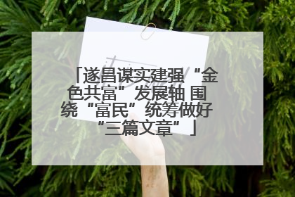 遂昌谋实建强“金色共富”发展轴 围绕“富民”统筹做好“三篇文章”