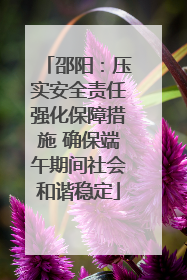 邵阳：压实安全责任强化保障措施 确保端午期间社会和谐稳定