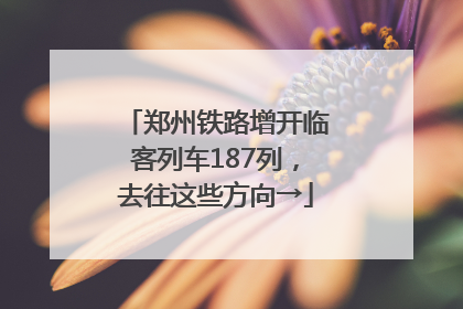 郑州铁路增开临客列车187列，去往这些方向→