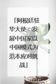 阿根廷驻华大使：发展中国家以中国模式为范本应对挑战