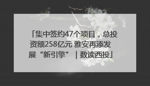 集中签约47个项目，总投资额258亿元 雅安再添发展“新引擎”｜数读西投