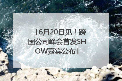 6月20日见！跨国公司峰会首发SHOW嘉宾公布