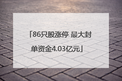 86只股涨停 最大封单资金4.03亿元